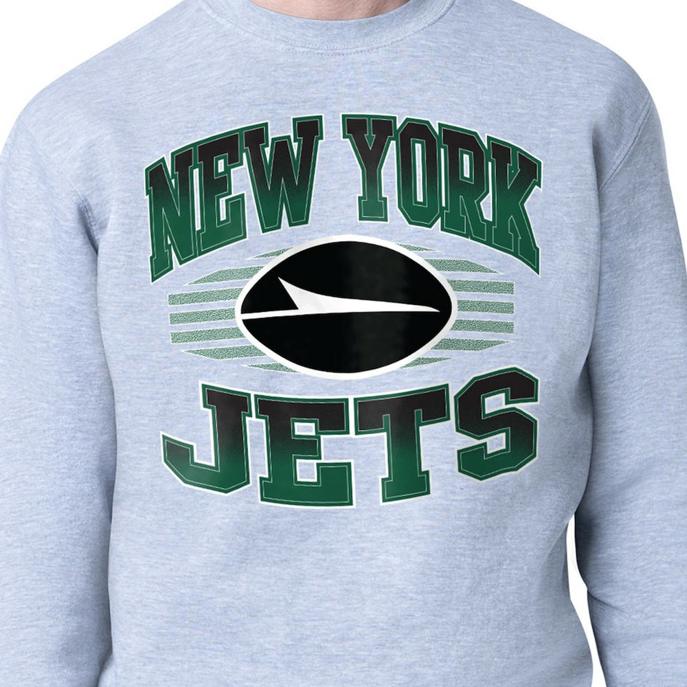 New York Jets Starter Team Grit Graphic Fleece Pullover Sweatshirt Heather Gray