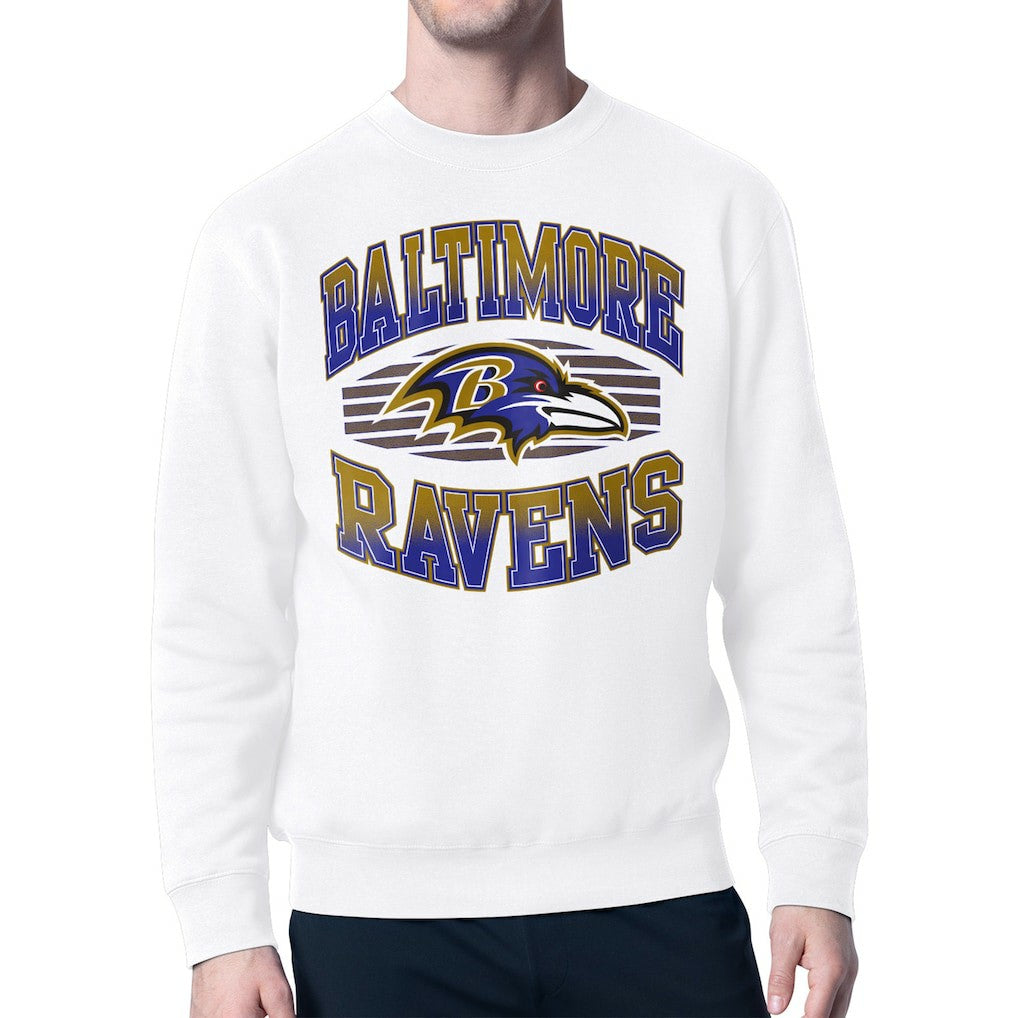 Baltimore Ravens Starter Team Grit Graphic Fleece Pullover Sweatshirt White