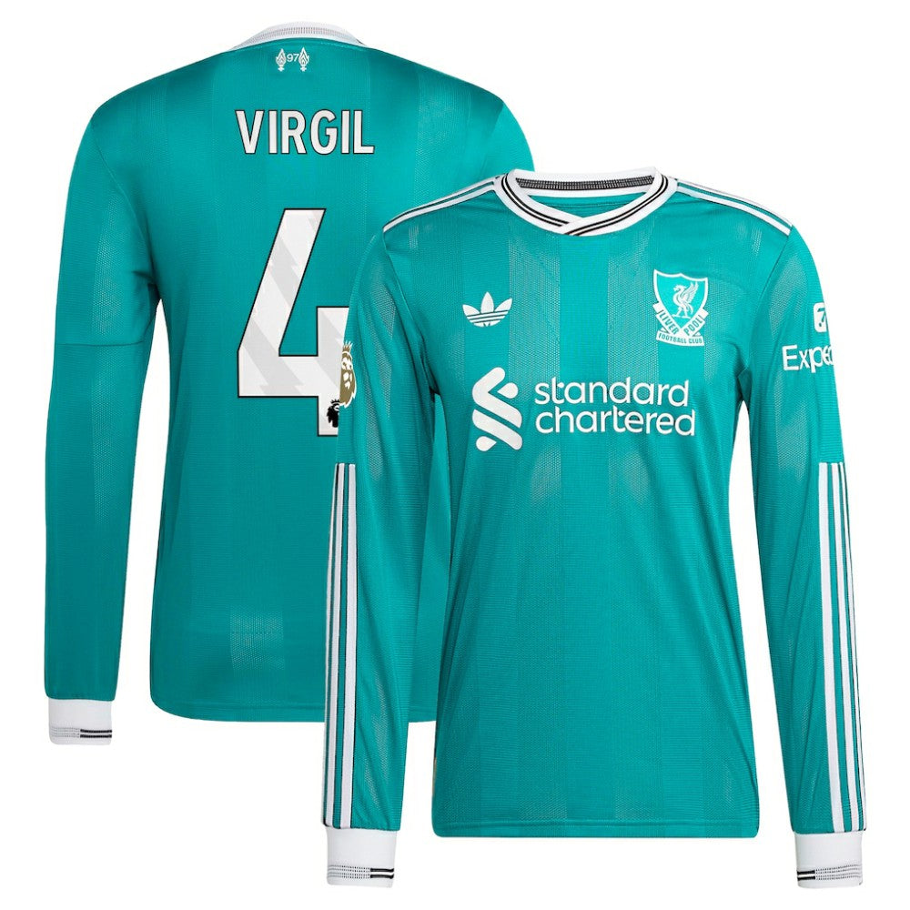 Virgil van Dijk Liverpool 2025/26 Third Long Sleeve Player Jersey Green