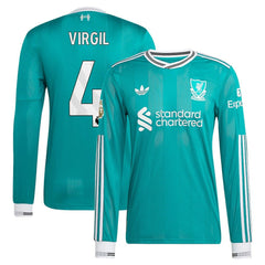 Virgil van Dijk Liverpool 2025/26 Third Long Sleeve Player Jersey Green