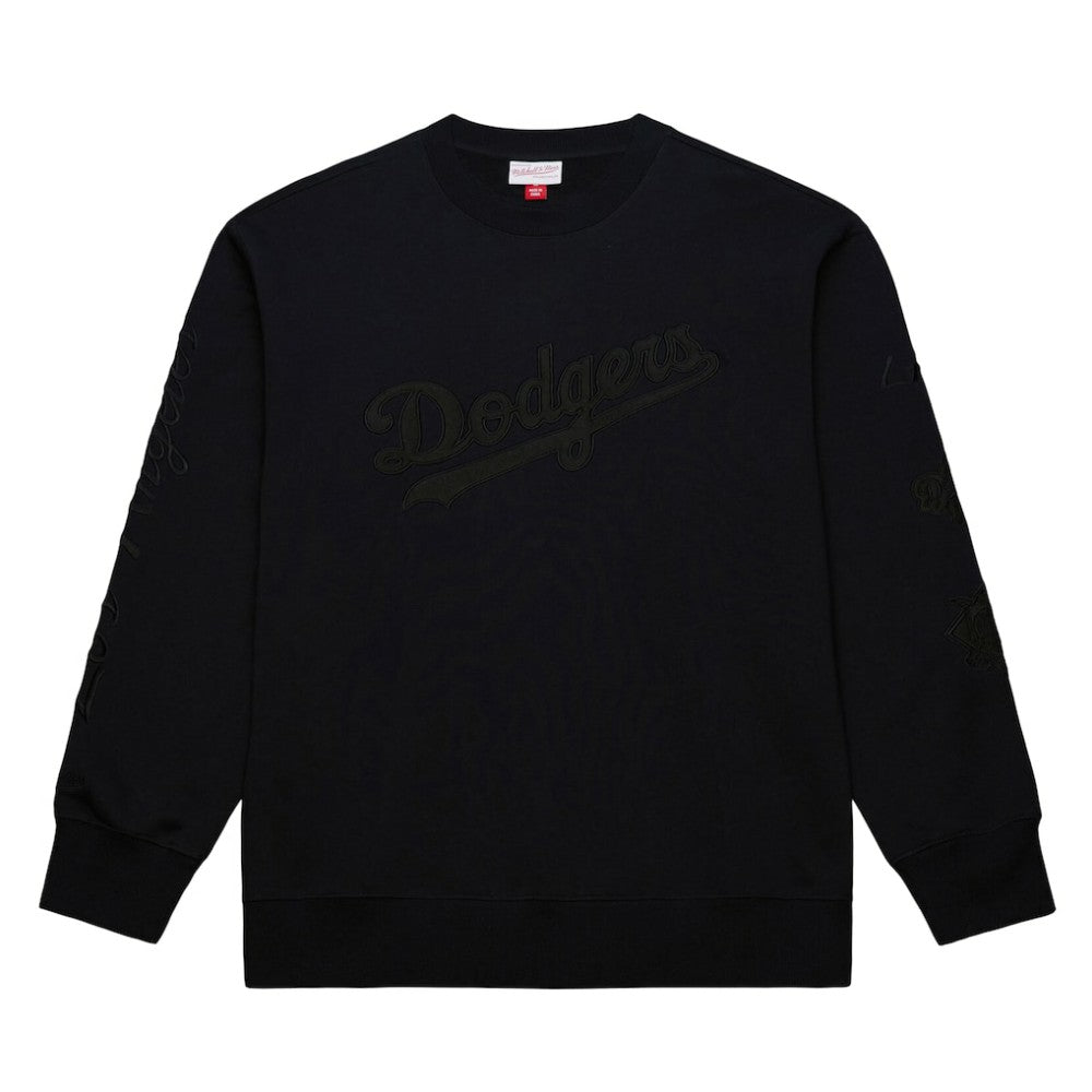 Los Angeles Dodgers Mitchell & Ness Phantom Fleece Crewneck Sweatshirt - Black Sweatshirts