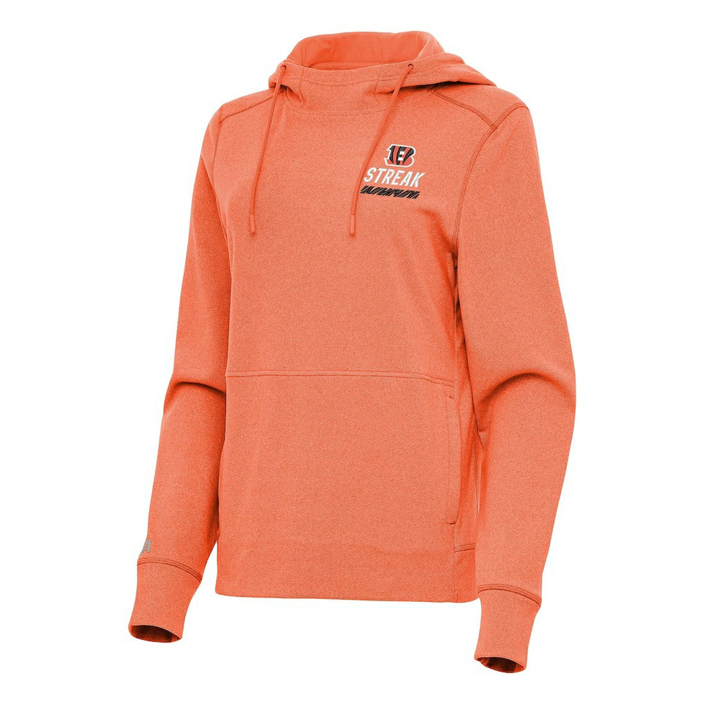 Cincinnati Bengals Antigua Women's Streak Justice Pullover Hoodie Heather Orange