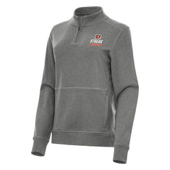 Cincinnati Bengals Antigua Women's Streak Crush Quarter-Zip Pullover Heather Black