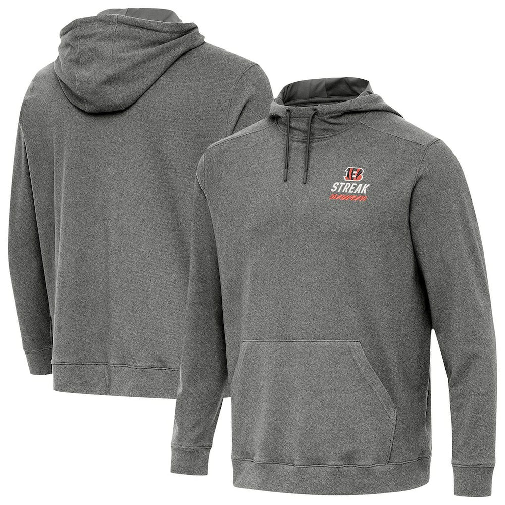 Cincinnati Bengals Antigua Streak Cloud Pullover Hoodie Heather Black