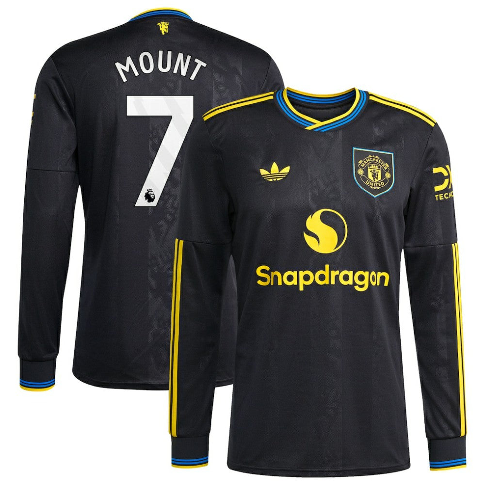 Mason Mount Manchester United 2025/26 Third Replica Long Sleeve Player Jersey Black