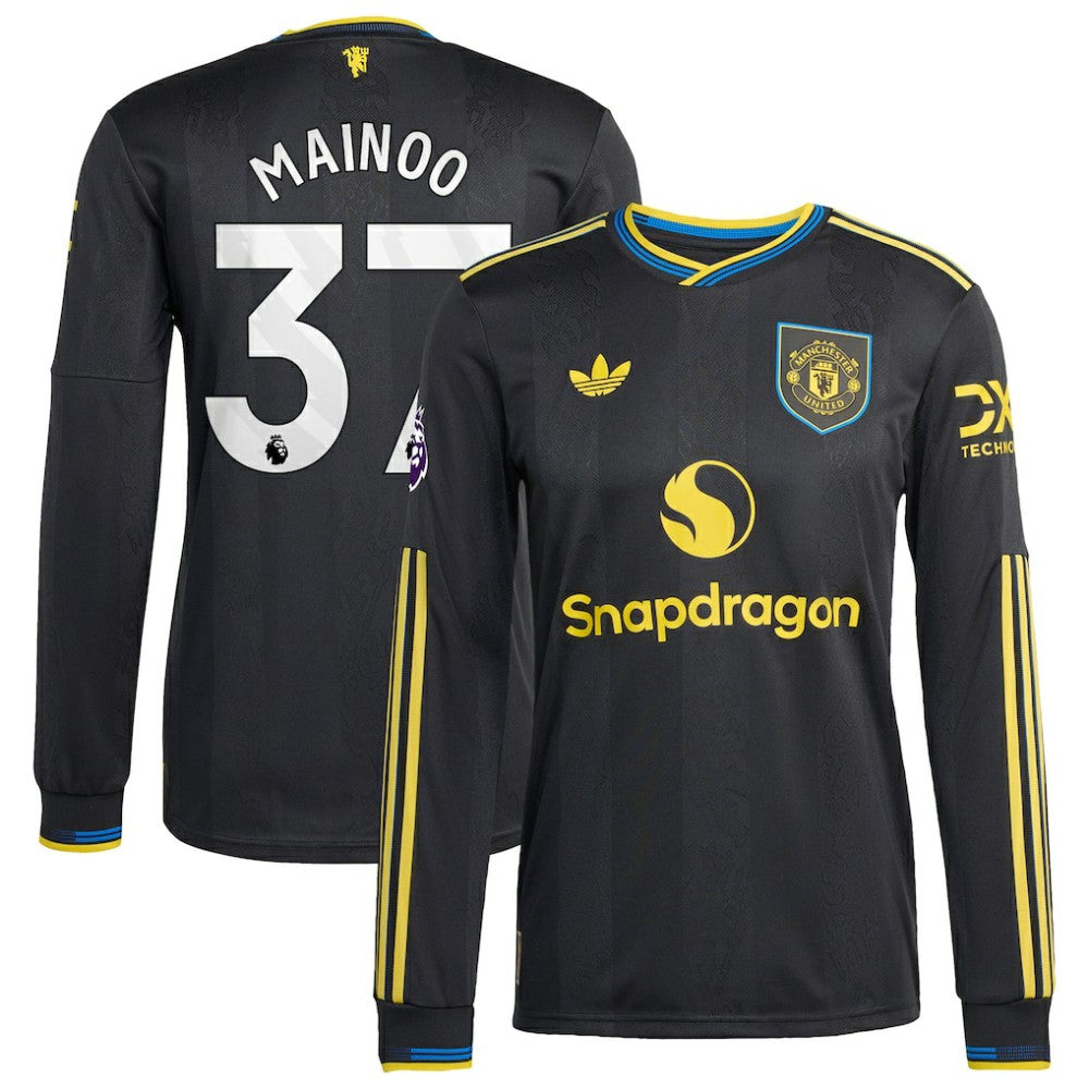 Kobbie Mainoo Manchester United 2025/26 Third Long Sleeve Player Jersey Black shop