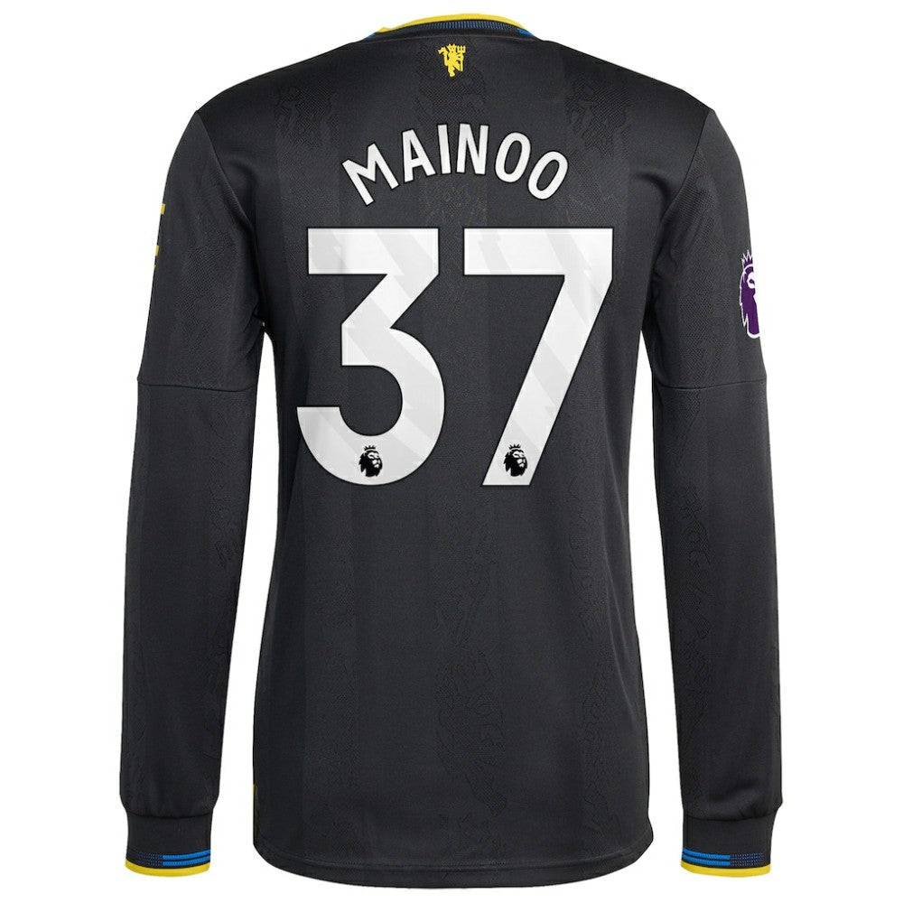 Kobbie Mainoo Manchester United 2025/26 Third Long Sleeve Player Jersey Black shop