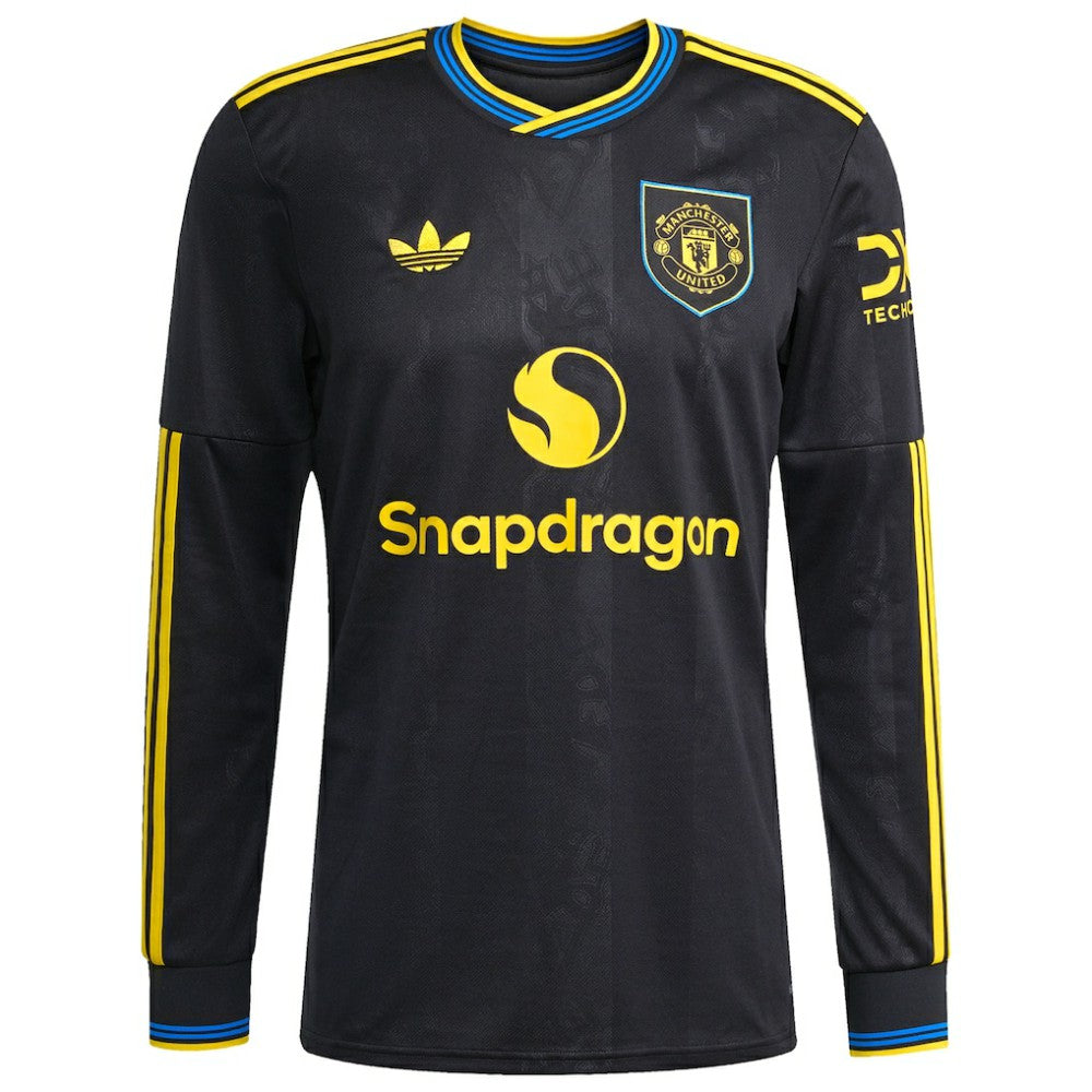 Kobbie Mainoo Manchester United 2025/26 Third Replica Long Sleeve Player Jersey Black