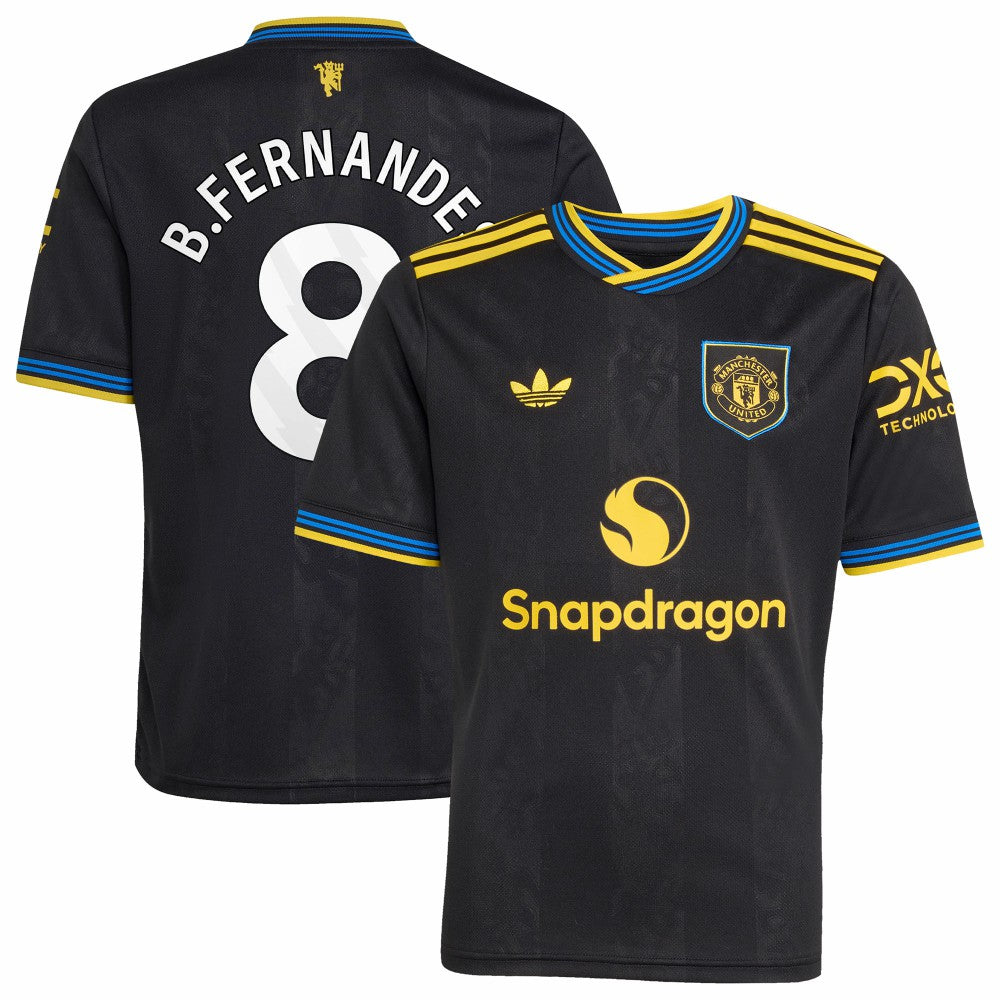 Bruno Fernandes Manchester United Youth 2025/26 Third Replica Player Jersey Black