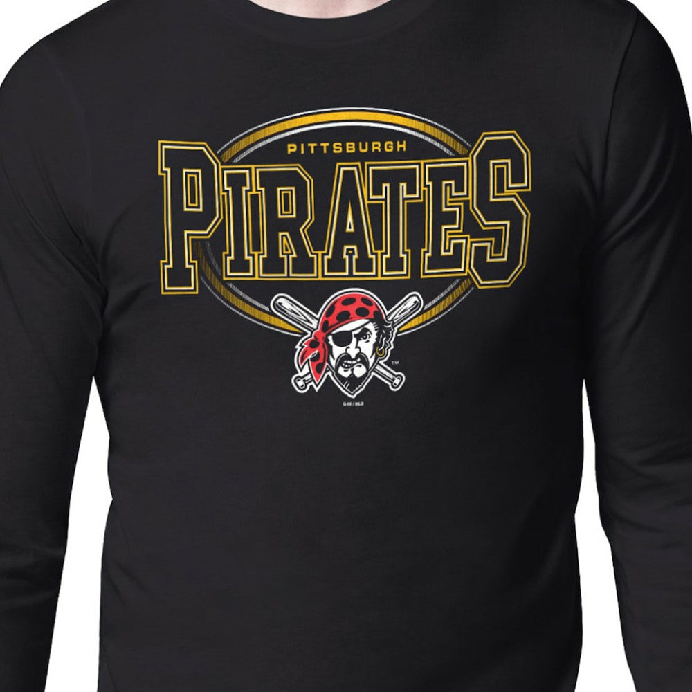 Pittsburgh Pirates Starter Team Track Graphic Long Sleeve T-Shirt - Black T-shirts