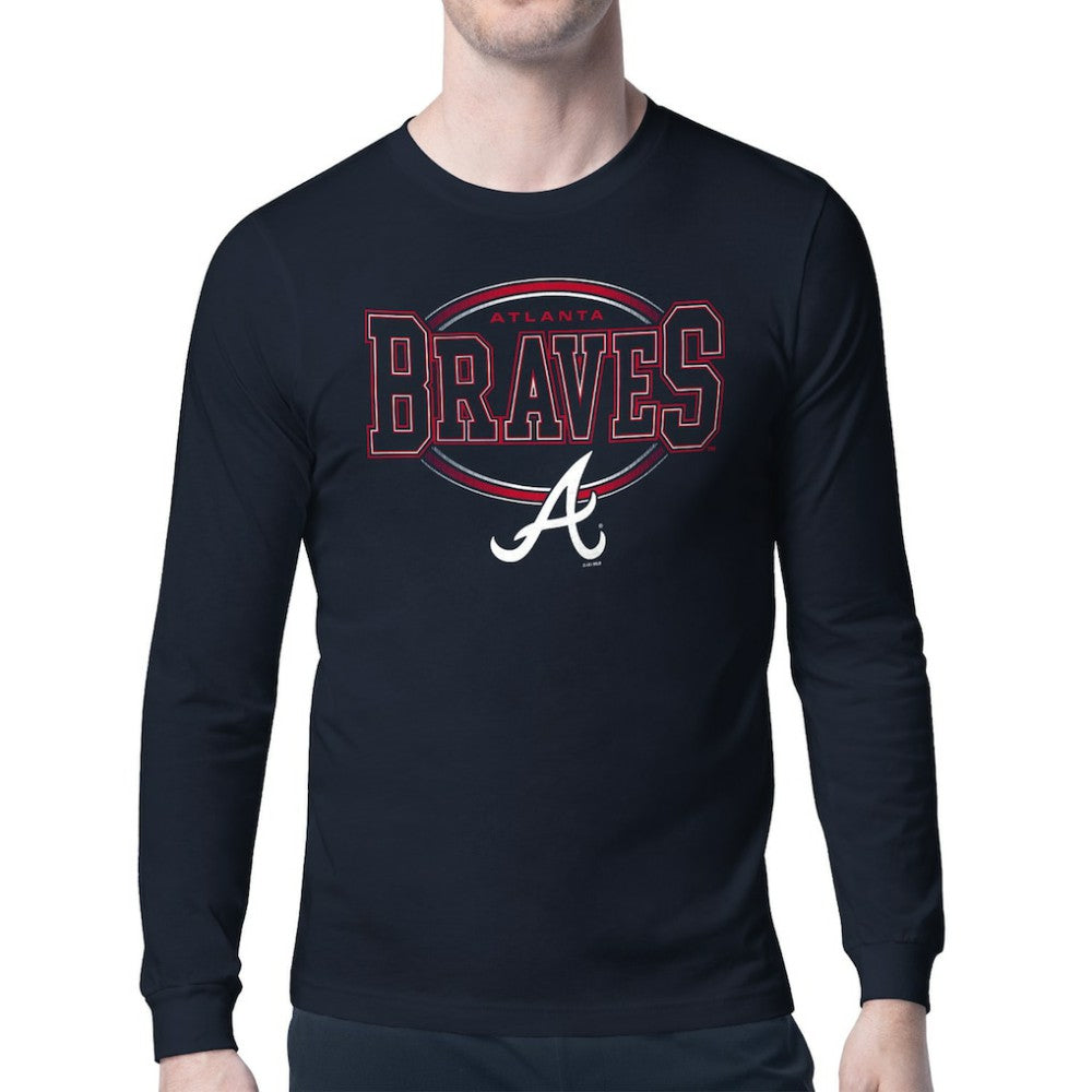 Atlanta Braves Starter Team Track Graphic Long Sleeve T-Shirt - Navy T-shirts