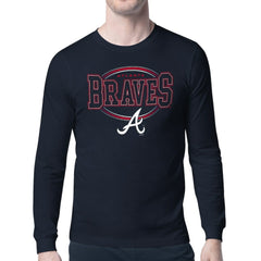 Atlanta Braves Starter Team Track Graphic Long Sleeve T-Shirt - Navy T-shirts
