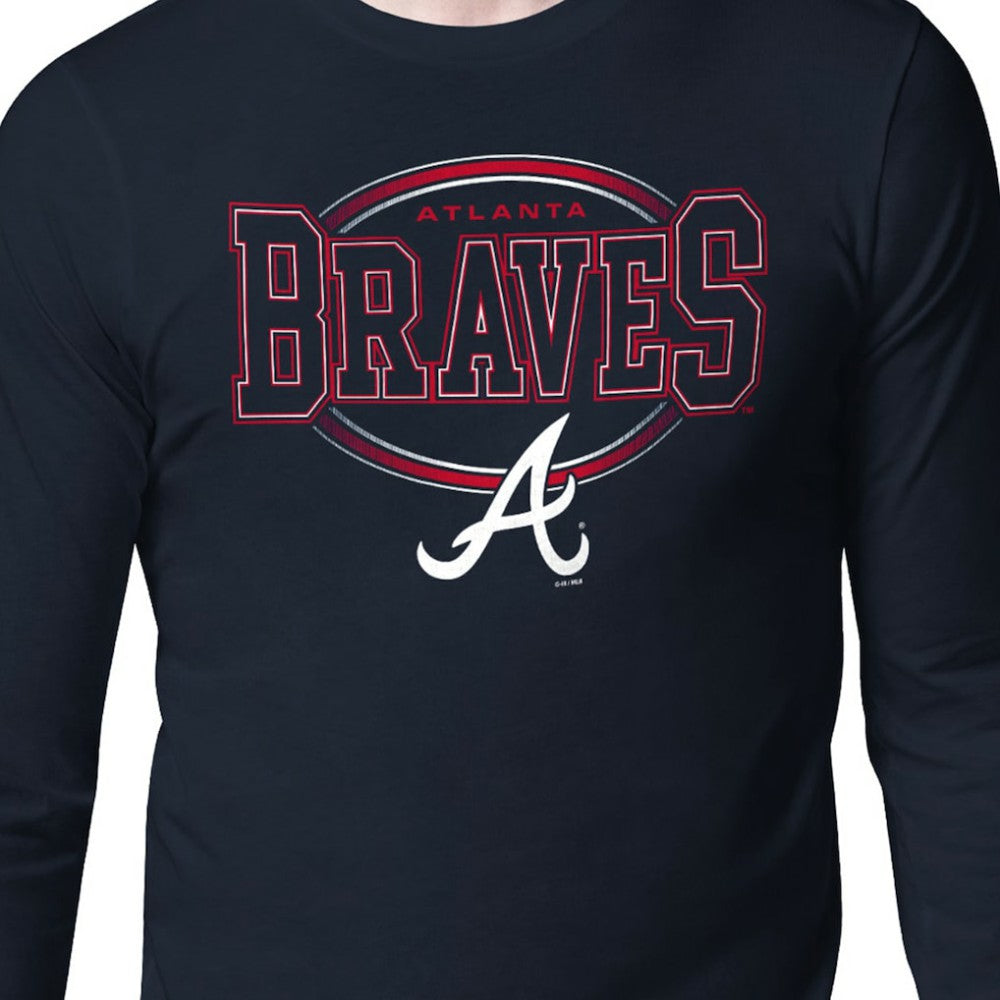 Atlanta Braves Starter Team Track Graphic Long Sleeve T-Shirt - Navy T-shirts