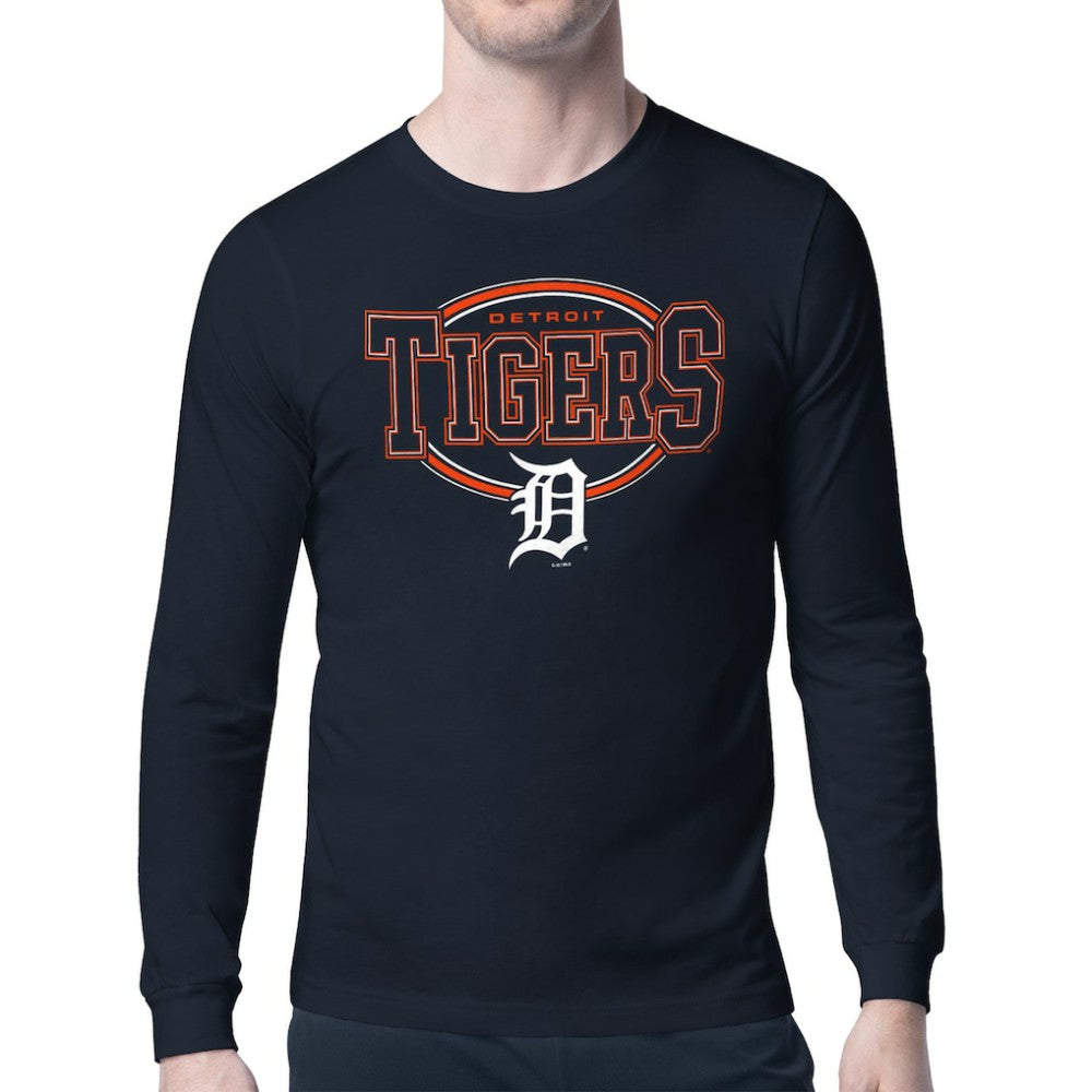 Detroit Tigers Starter Team Track Graphic Long Sleeve T-Shirt - Navy T-shirts