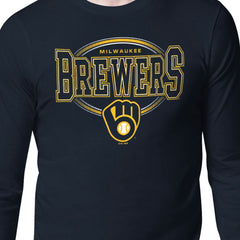 Milwaukee Brewers Starter Team Track Graphic Long Sleeve T-Shirt - Navy T-shirts