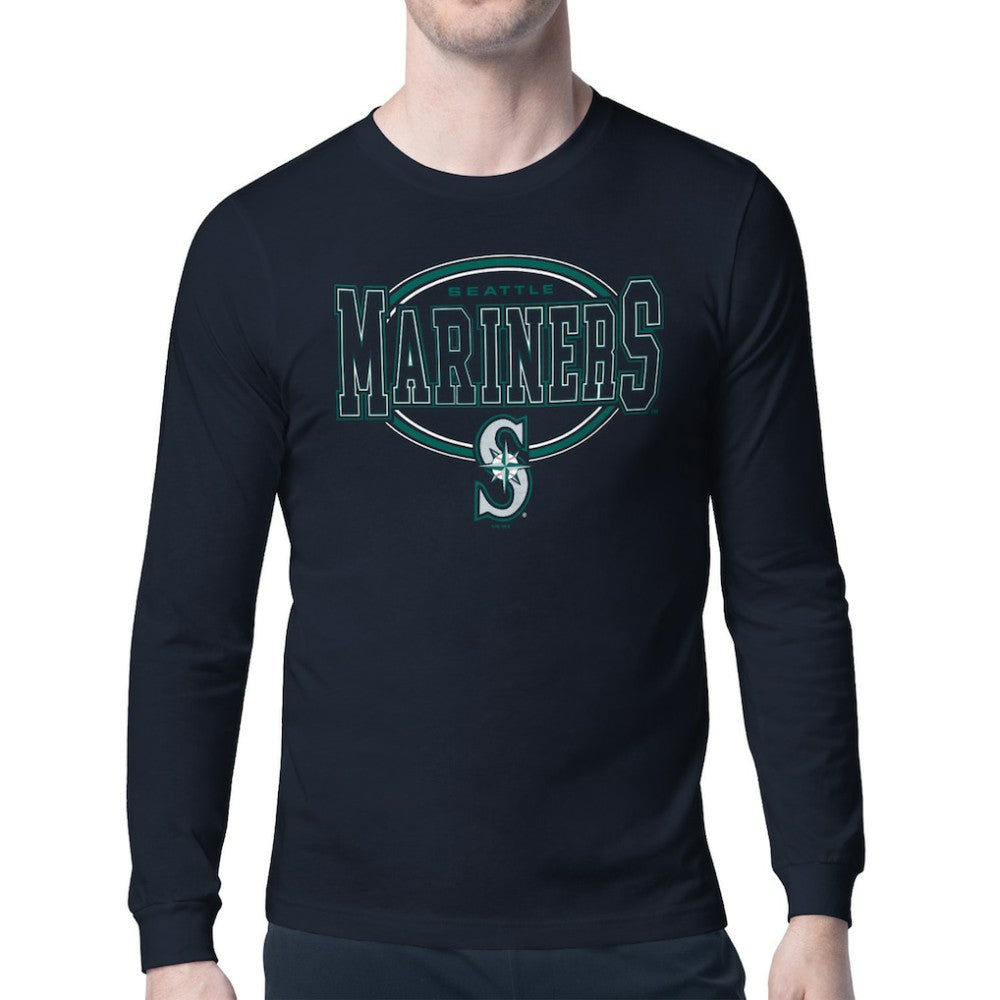 Seattle Mariners Starter Team Track Graphic Long Sleeve T-Shirt - Navy T-shirts