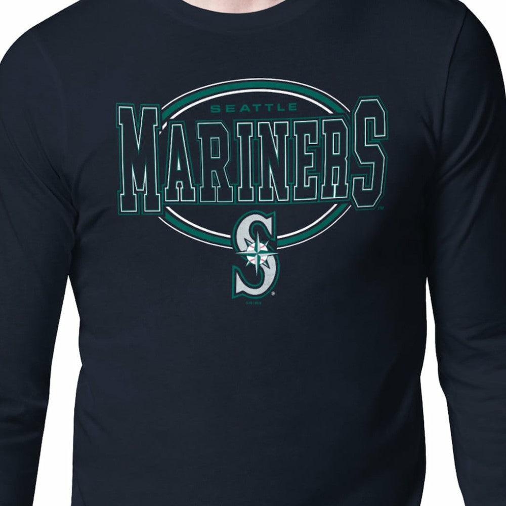 Seattle Mariners Starter Team Track Graphic Long Sleeve T-Shirt - Navy T-shirts