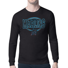 Miami Marlins Starter Team Track Graphic Long Sleeve T-Shirt - Black T-shirts