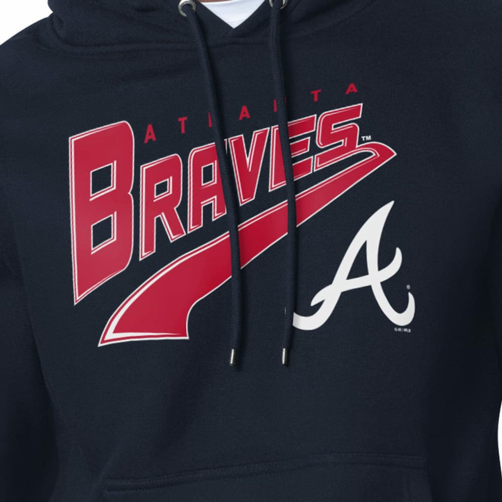 Atlanta Braves Starter Modern Tailsweep Fleece Tri-Blend Pullover Hoodie - Navy Hoodies