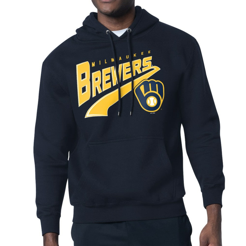 Milwaukee Brewers Starter Modern Tailsweep Fleece Tri-Blend Pullover Hoodie - Navy Hoodies
