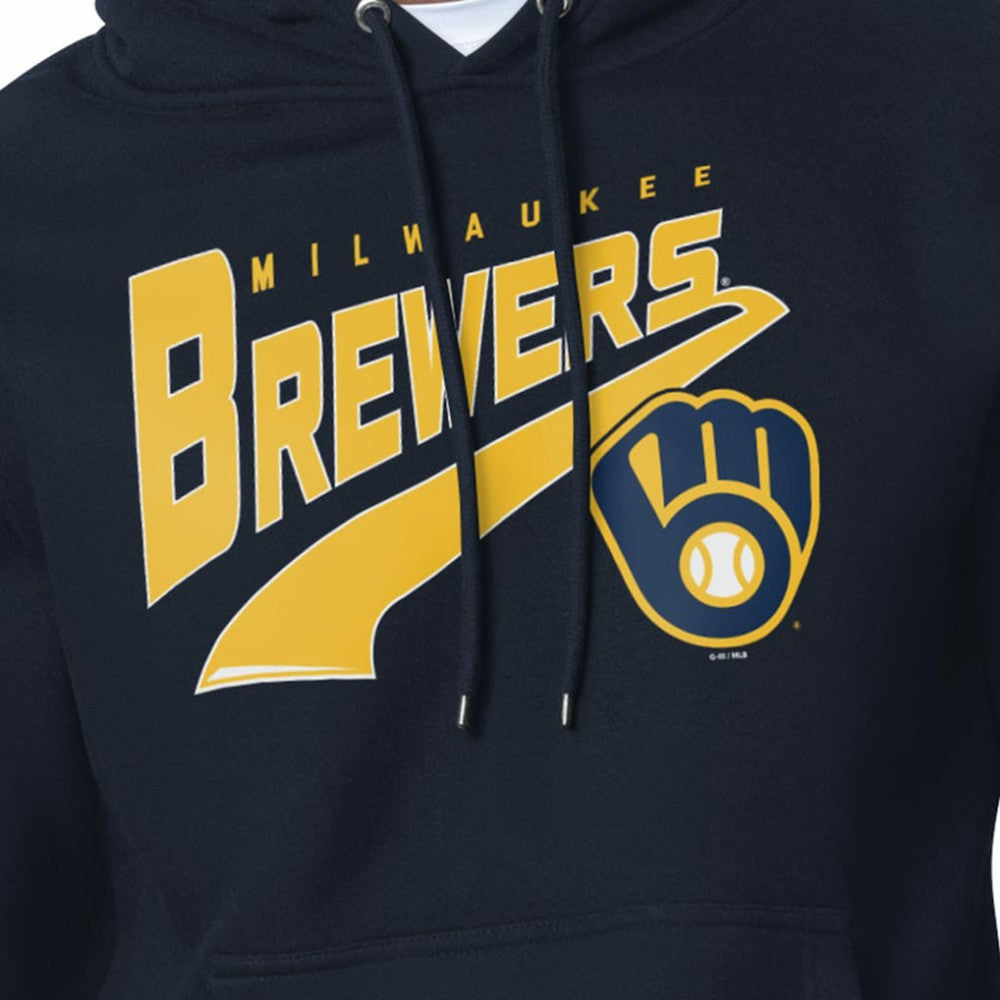 Milwaukee Brewers Starter Modern Tailsweep Fleece Tri-Blend Pullover Hoodie - Navy Hoodies