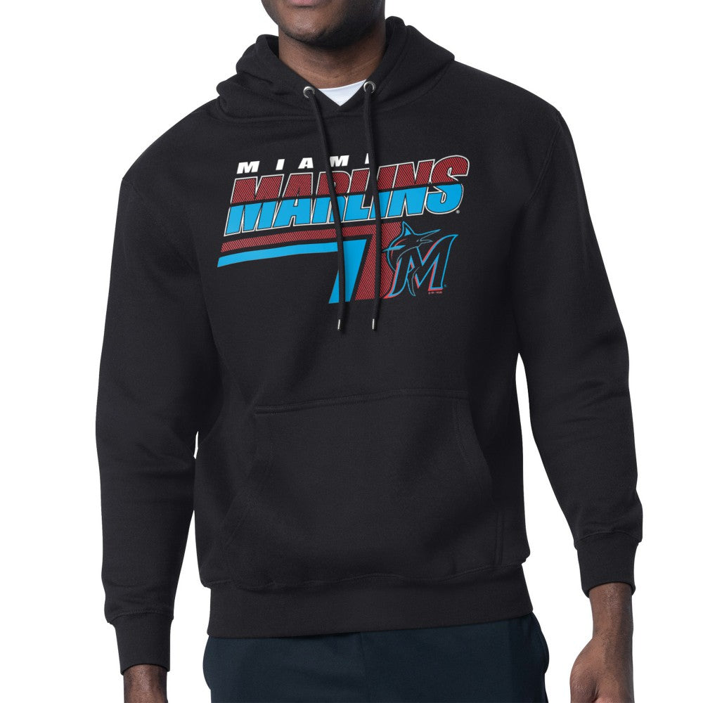 Miami Marlins Starter Logo Push Graphic Hoodie - Black Hoodies