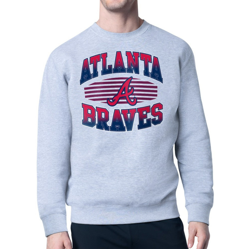 Atlanta Braves Starter Team Grit Graphic Fleece Pullover Sweatshirt - Heather Gray Pullover