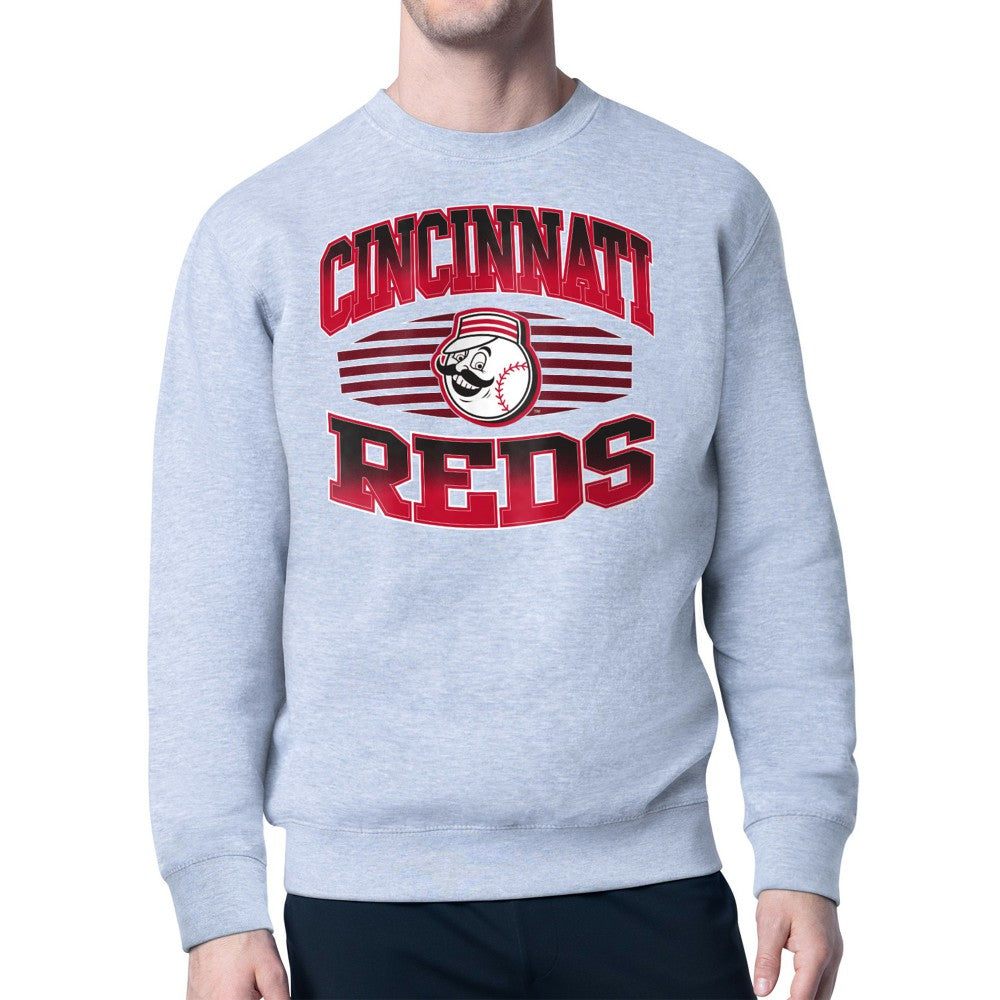 Cincinnati Reds Starter Team Grit Graphic Fleece Pullover Sweatshirt - Heather Gray Pullover