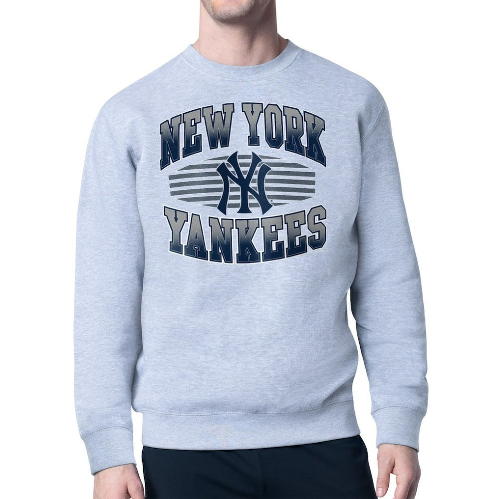 New York Yankees Starter Team Grit Graphic Fleece Pullover Sweatshirt - Heather Gray Pullover