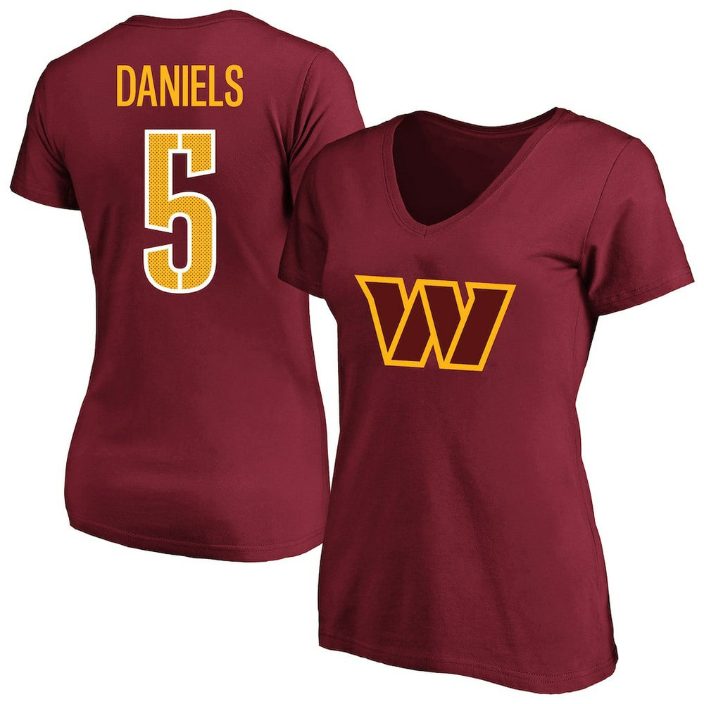Jayden Daniels Washington Commanders Women's Plus Size Name & Number T-Shirt Burgundy
