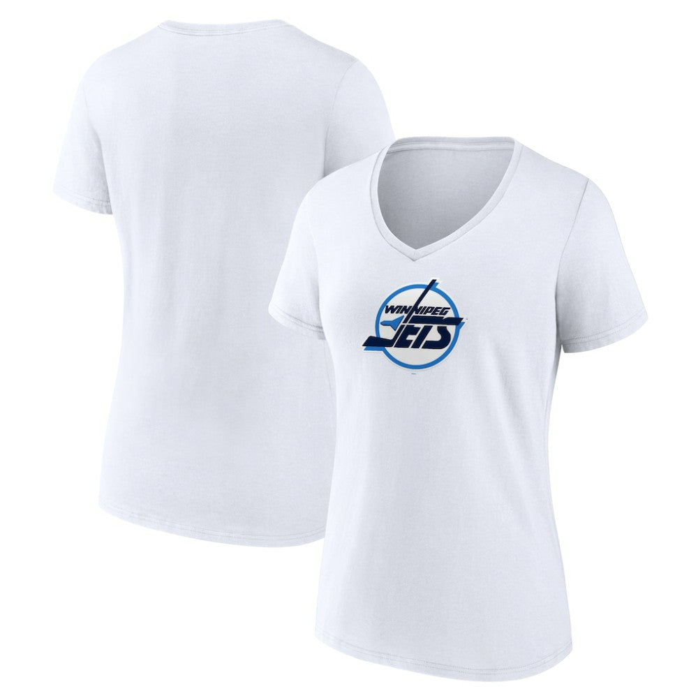 NHL Winnipeg Jets Women's Primary Logo V-Neck T-Shirt - White