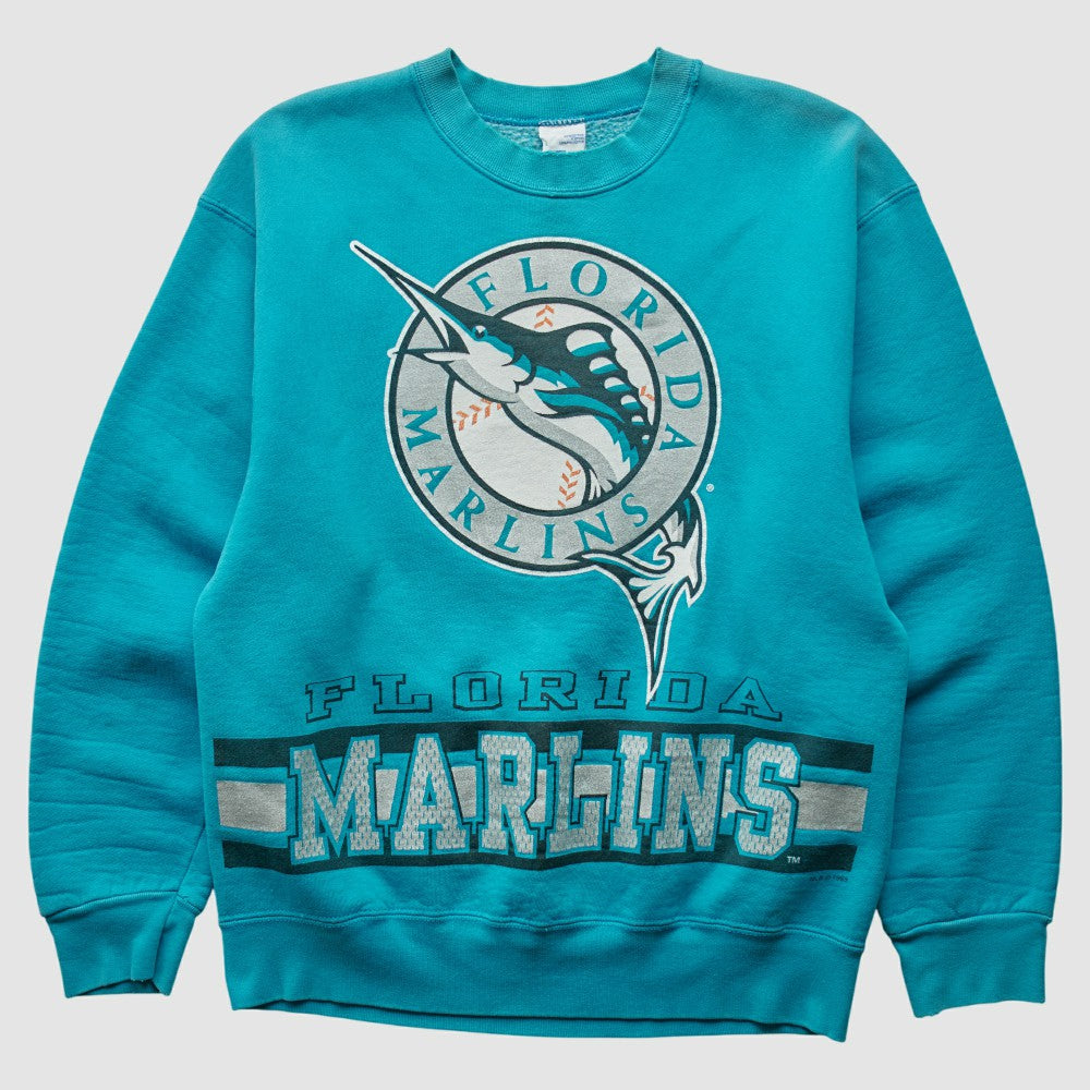 Miami Marlins 90s Pullover Sweatshirt - Teal - S by Fanatics Real Vintage Pullover