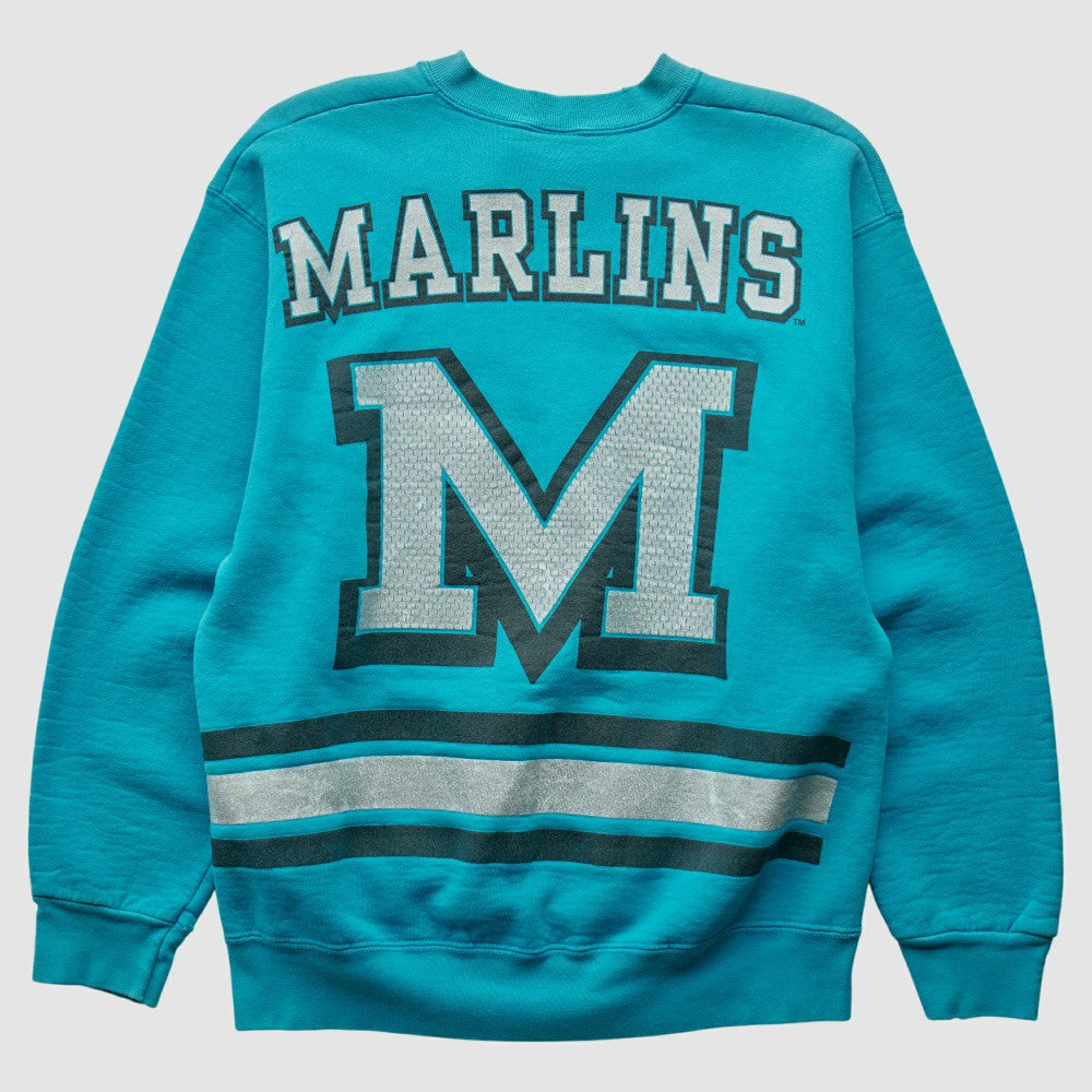 Miami Marlins 90s Pullover Sweatshirt - Teal - S by Fanatics Real Vintage Pullover