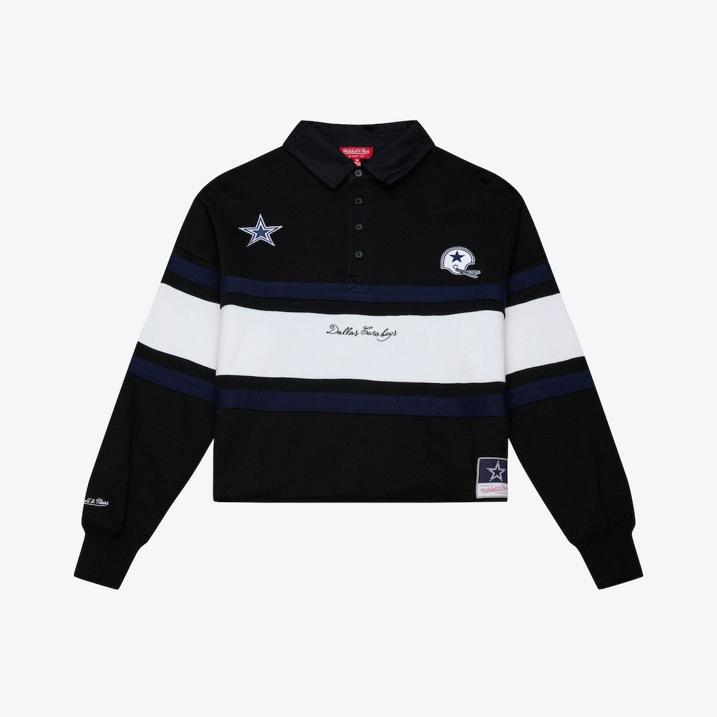 Dallas Cowboys Women's Cropped Long Sleeve Rugby Polo Black