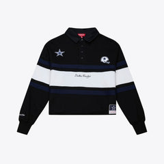 Dallas Cowboys Women's Cropped Long Sleeve Rugby Polo Black