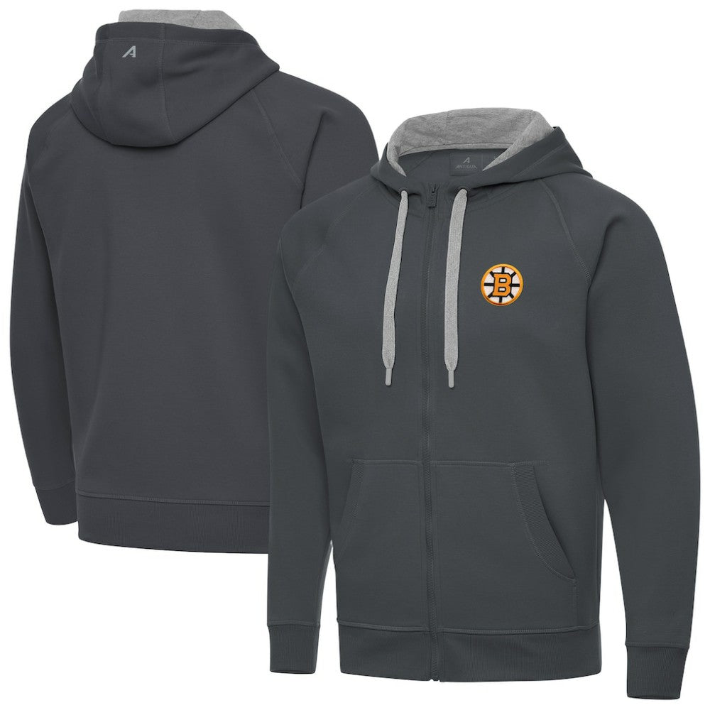 NHL Boston Bruins Antigua Victory Full-Zip Hoodie - Charcoal