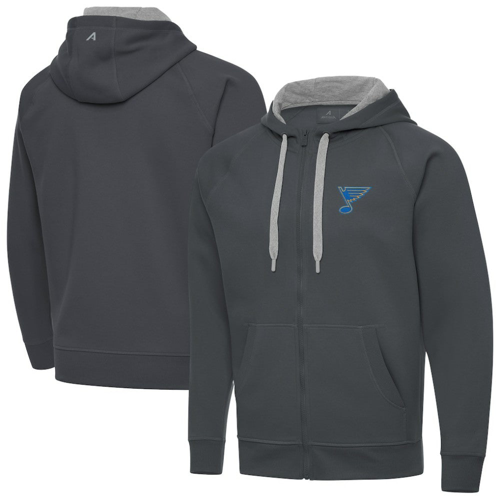NHL St. Louis Blues Antigua Victory Full-Zip Hoodie - Charcoal