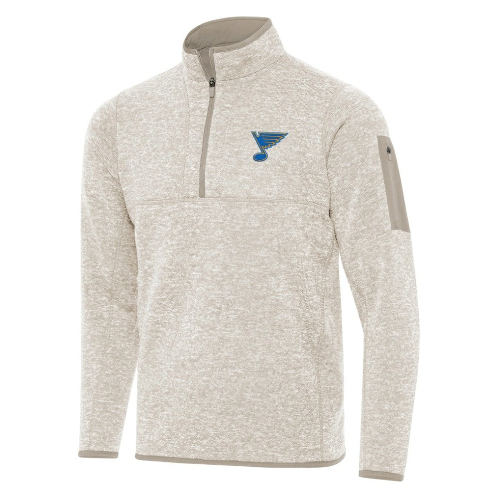 NHL St. Louis Blues Antigua Fortune Quarter-Zip Pullover Jacket - Oatmeal