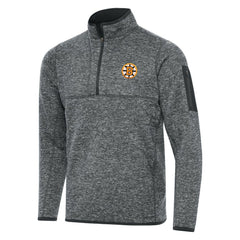 NHL Boston Bruins Antigua Fortune Quarter-Zip Pullover Jacket - Heather Black