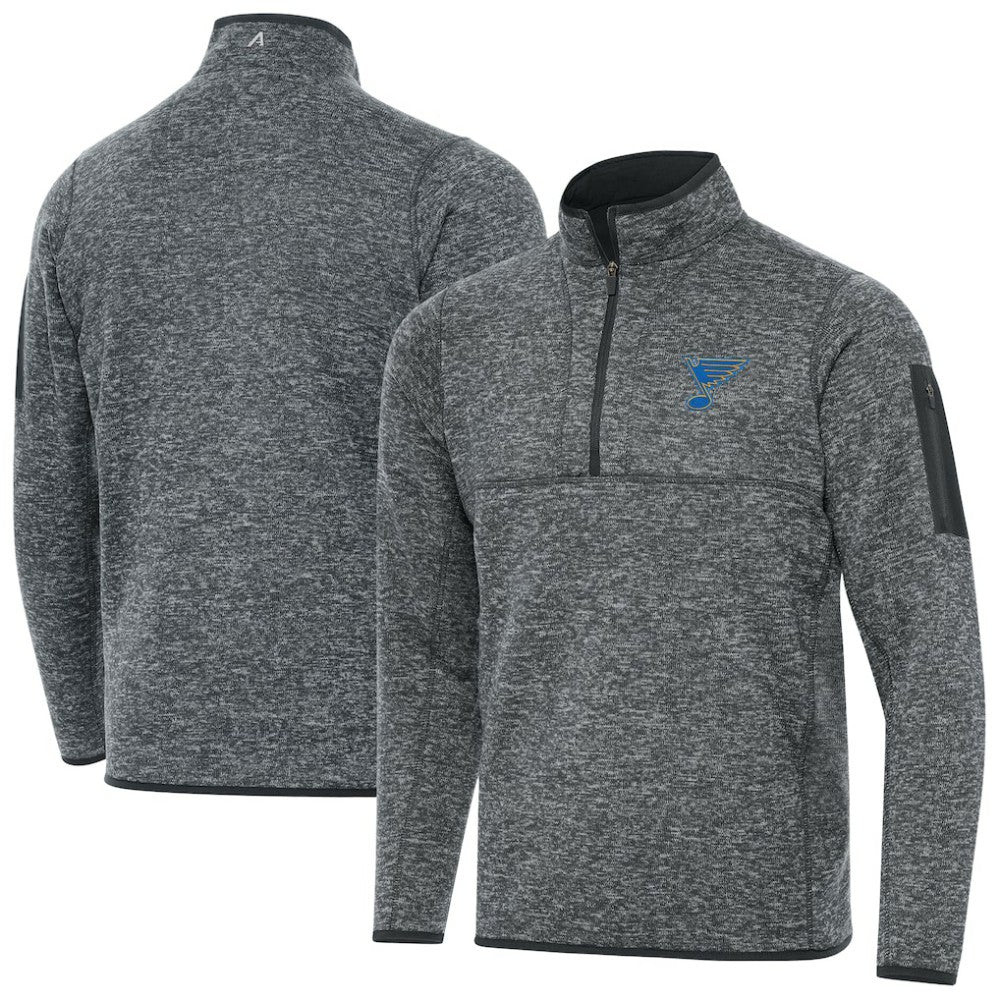 NHL St. Louis Blues Antigua Fortune Quarter-Zip Pullover Jacket - Heather Gray