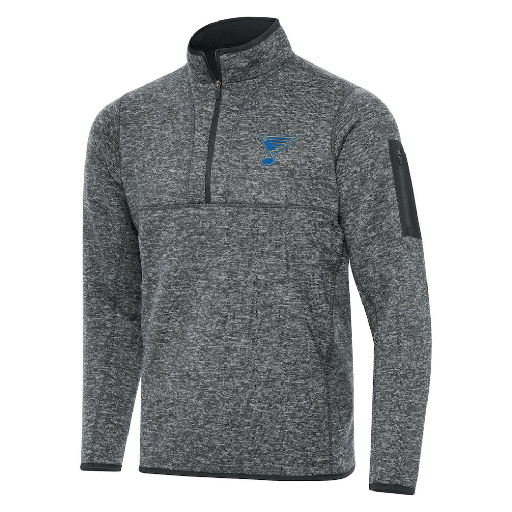 NHL St. Louis Blues Antigua Fortune Quarter-Zip Pullover Jacket - Heather Gray