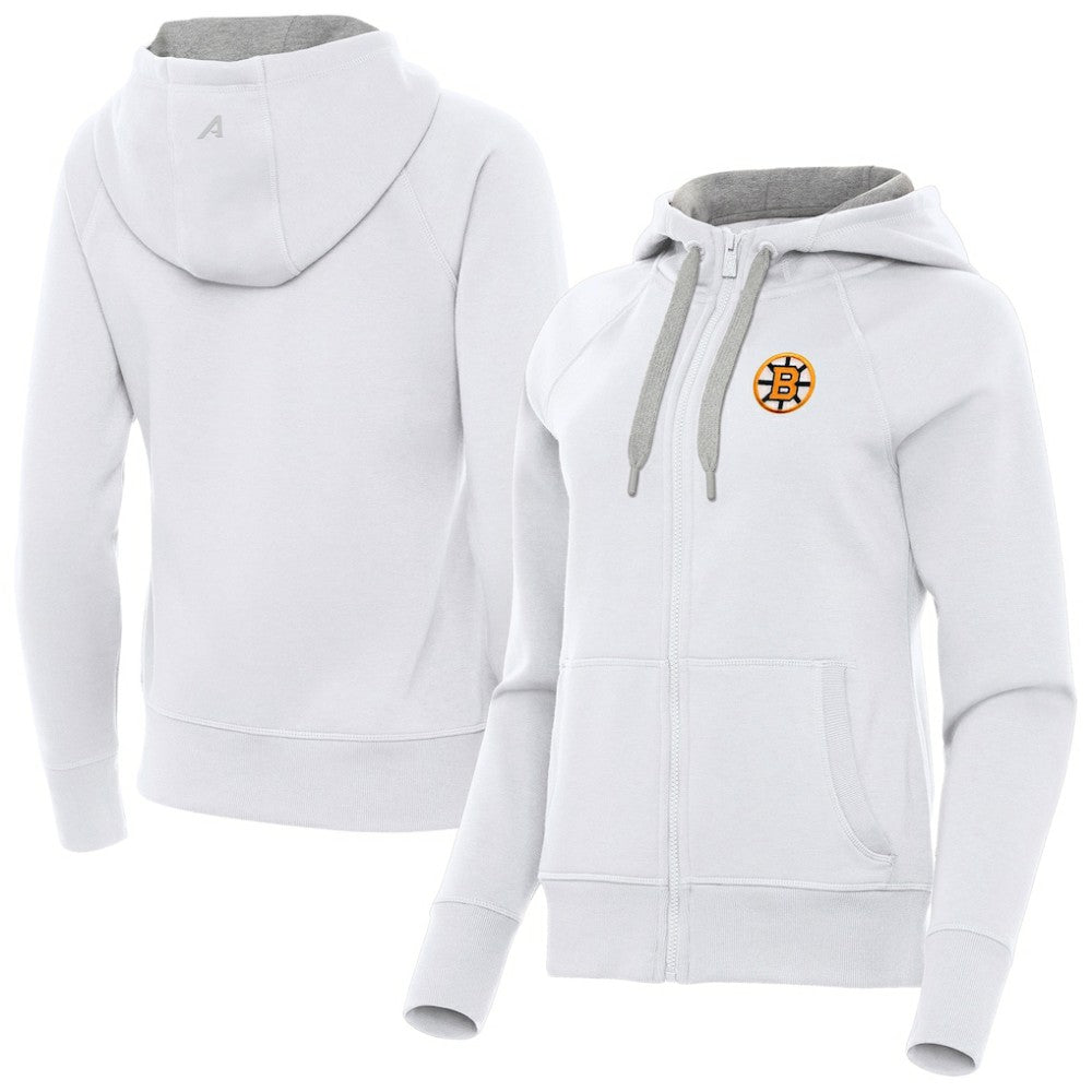 NHL Boston Bruins Antigua Women's Victory Full-Zip Hoodie - White