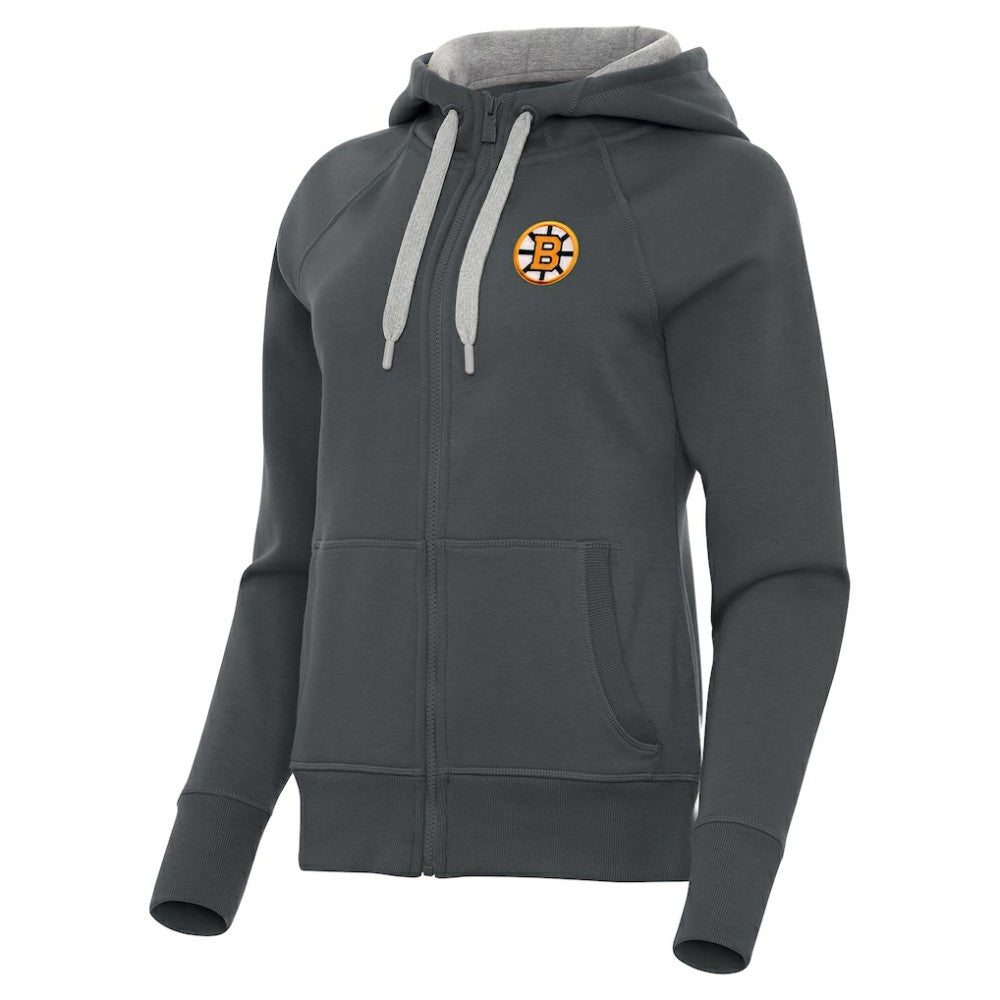 NHL Boston Bruins Antigua Women's Victory Full-Zip Hoodie - Charcoal
