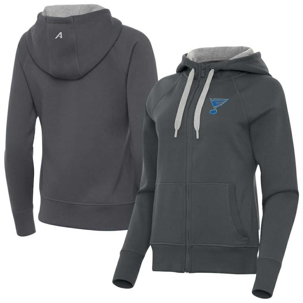 NHL St. Louis Blues Antigua Women's Victory Full-Zip Hoodie - Charcoal