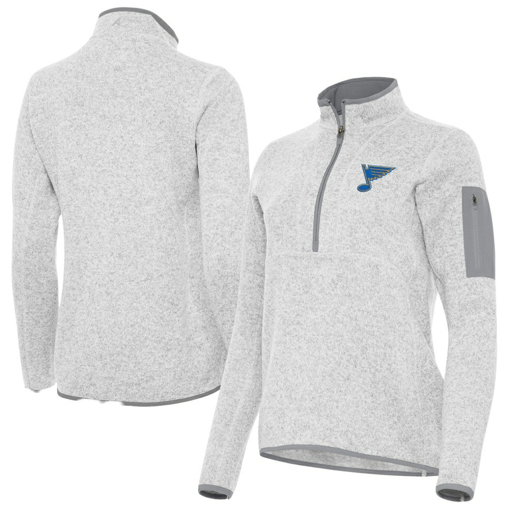 NHL St. Louis Blues Antigua Women's Fortune Half-Zip Pullover - Heather Gray