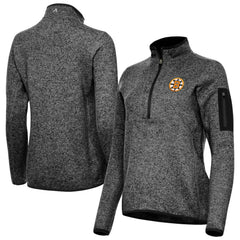 NHL Boston Bruins Antigua Women's Fortune Half-Zip Pullover - Heather Black