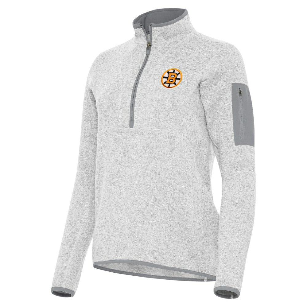 NHL Boston Bruins Antigua Women's Fortune Half-Zip Pullover - Heather Gray