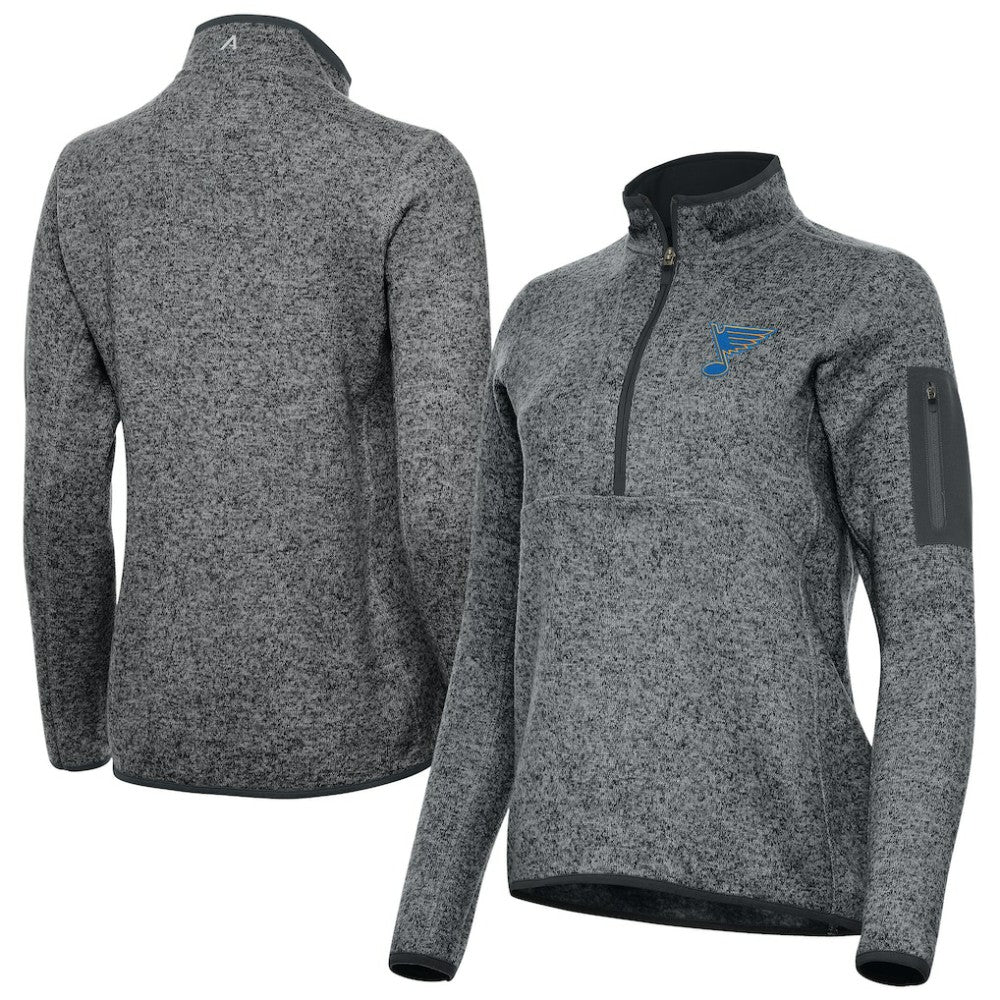 NHL St. Louis Blues Antigua Women's Fortune Half-Zip Pullover - Heather Black