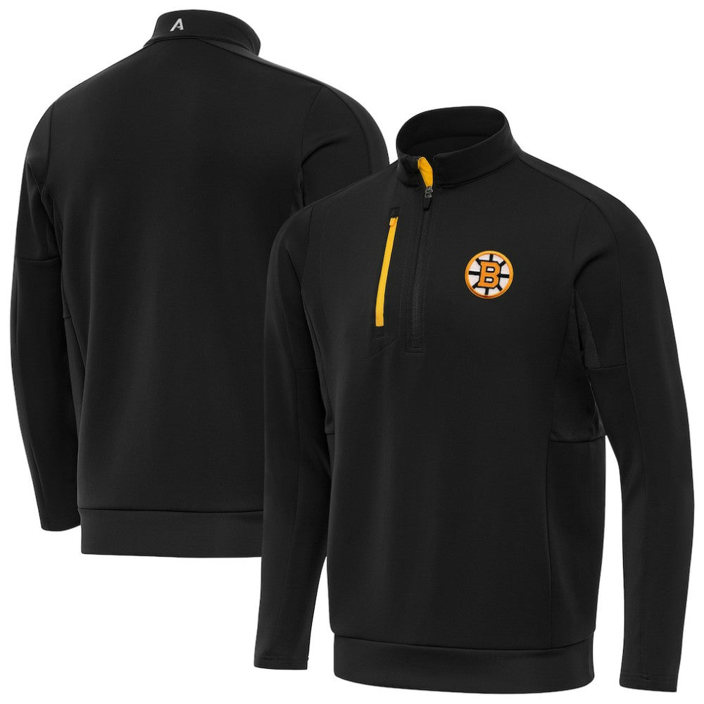 NHL Boston Bruins Antigua Generation Quarter-Zip Pullover Top - Black