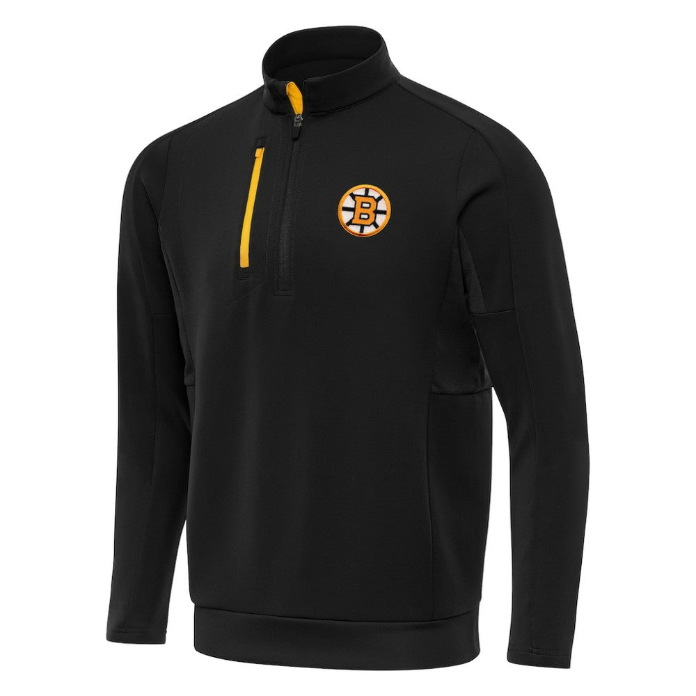 NHL Boston Bruins Antigua Generation Quarter-Zip Pullover Top - Black